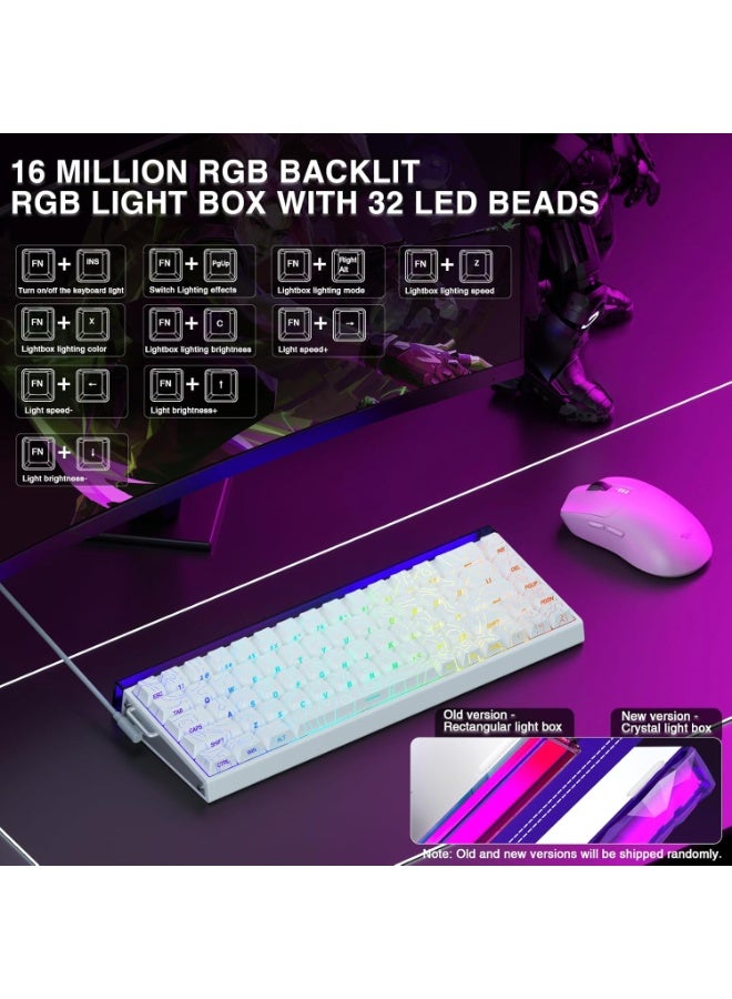 أولا لوحة مفاتيح ألعاب سلكية AULA Hero 68 HE بحجم ‎60%‎، تعمل بتقنية المفاتيح المغناطيسية ذات التأثير القاعي، وبمعدل استجابة 8000 هرتز، مع أغطية مفاتيح من مادة بلاستيكية عالية المتانة مطبوع عليها من الجانب، وإضاءة خلفية متعددة الألوان مع صندوق إضاءة، وبرنامج تحكم قابل للتخصيص لأجهزة الكمبيوتر، مخصّصة للاعبين – باللون الأبيض – بنمط التصميم الانسيابي. - Image 3